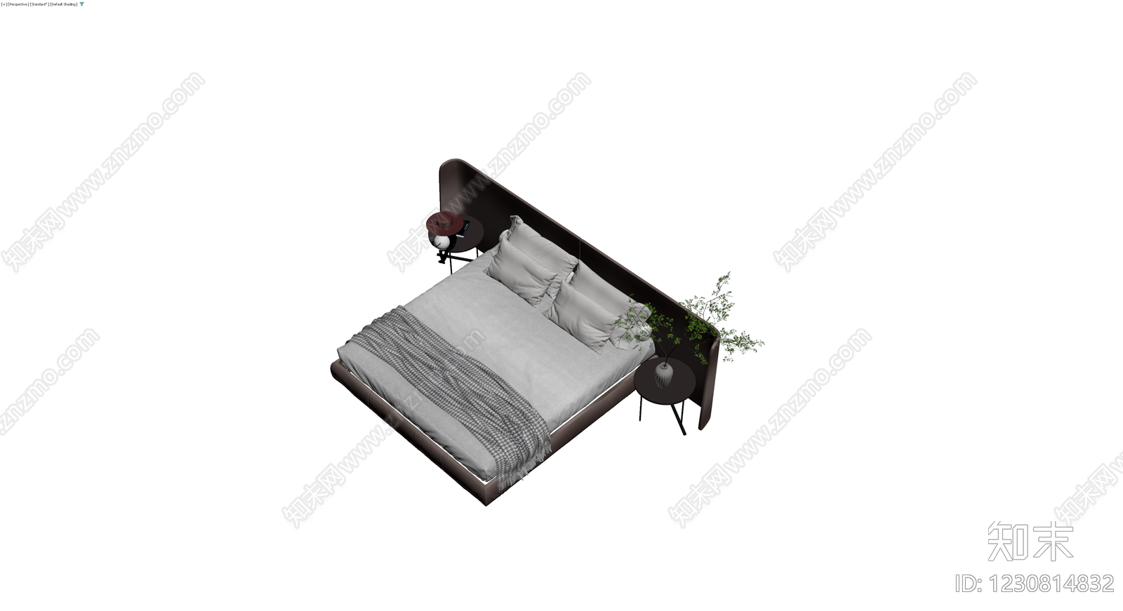 现代软包床及床头柜组合3D模型下载【ID:1230814832】