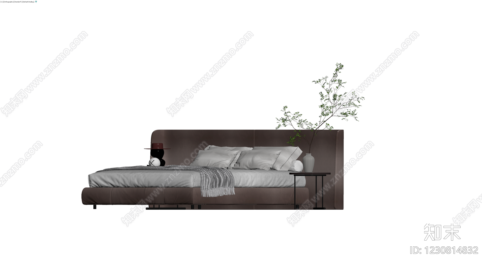 现代软包床及床头柜组合3D模型下载【ID:1230814832】