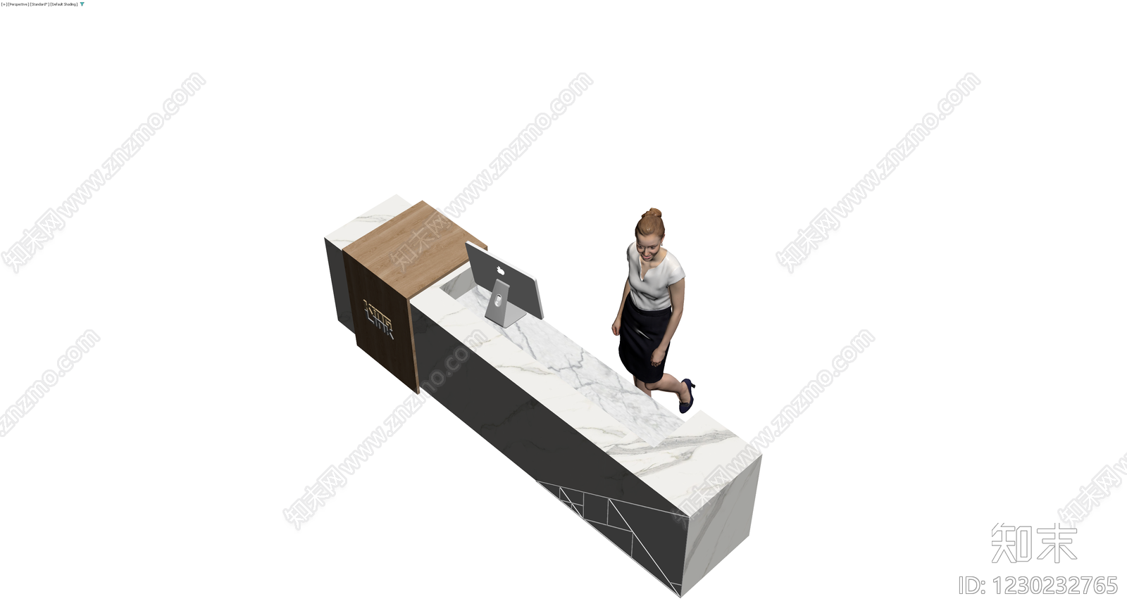 现代大理石前台接待桌3D模型下载【ID:1230232765】