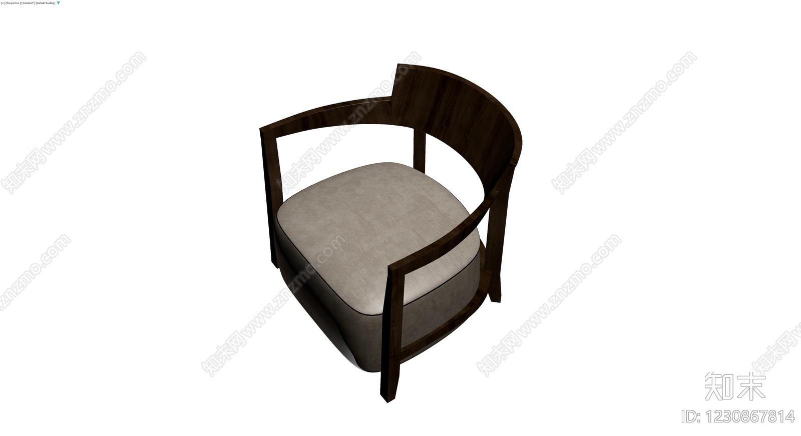 深色木框软包扶手椅3D模型下载【ID:1230867814】