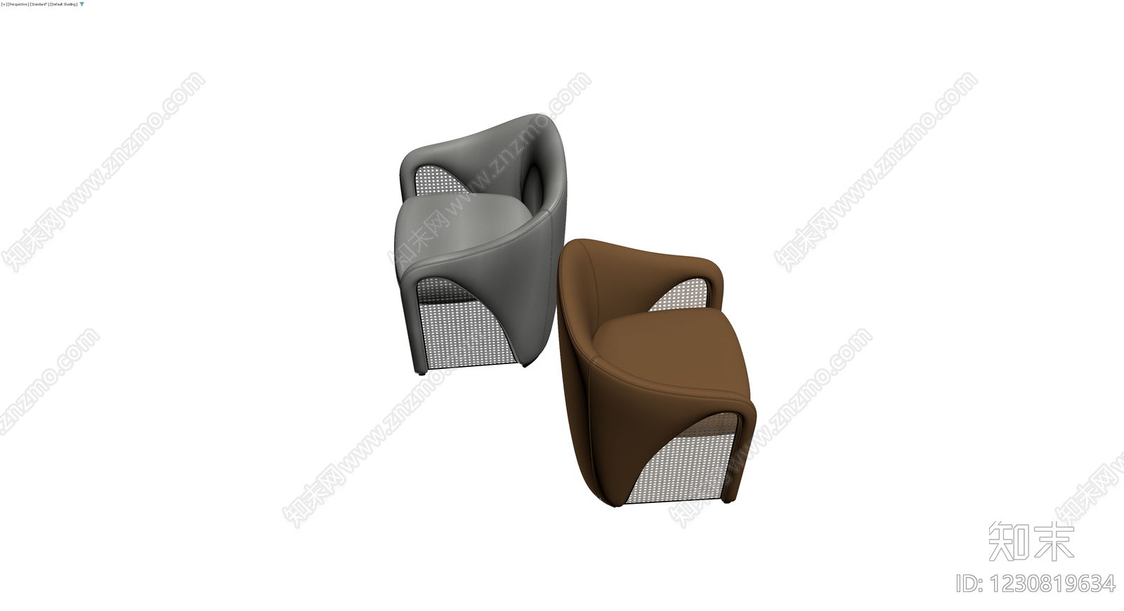 现代皮革藤编扶手椅3D模型下载【ID:1230819634】