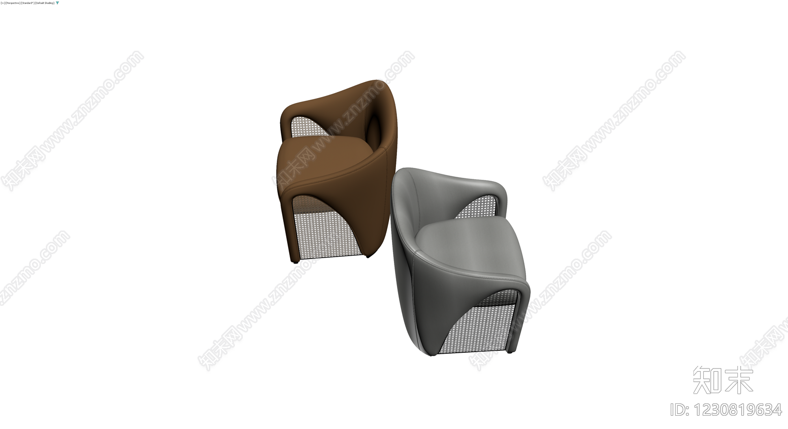 现代皮革藤编扶手椅3D模型下载【ID:1230819634】
