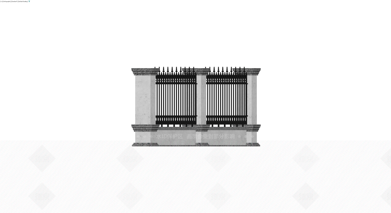 石基铁艺景观栏杆3D模型下载【ID:1230132653】
