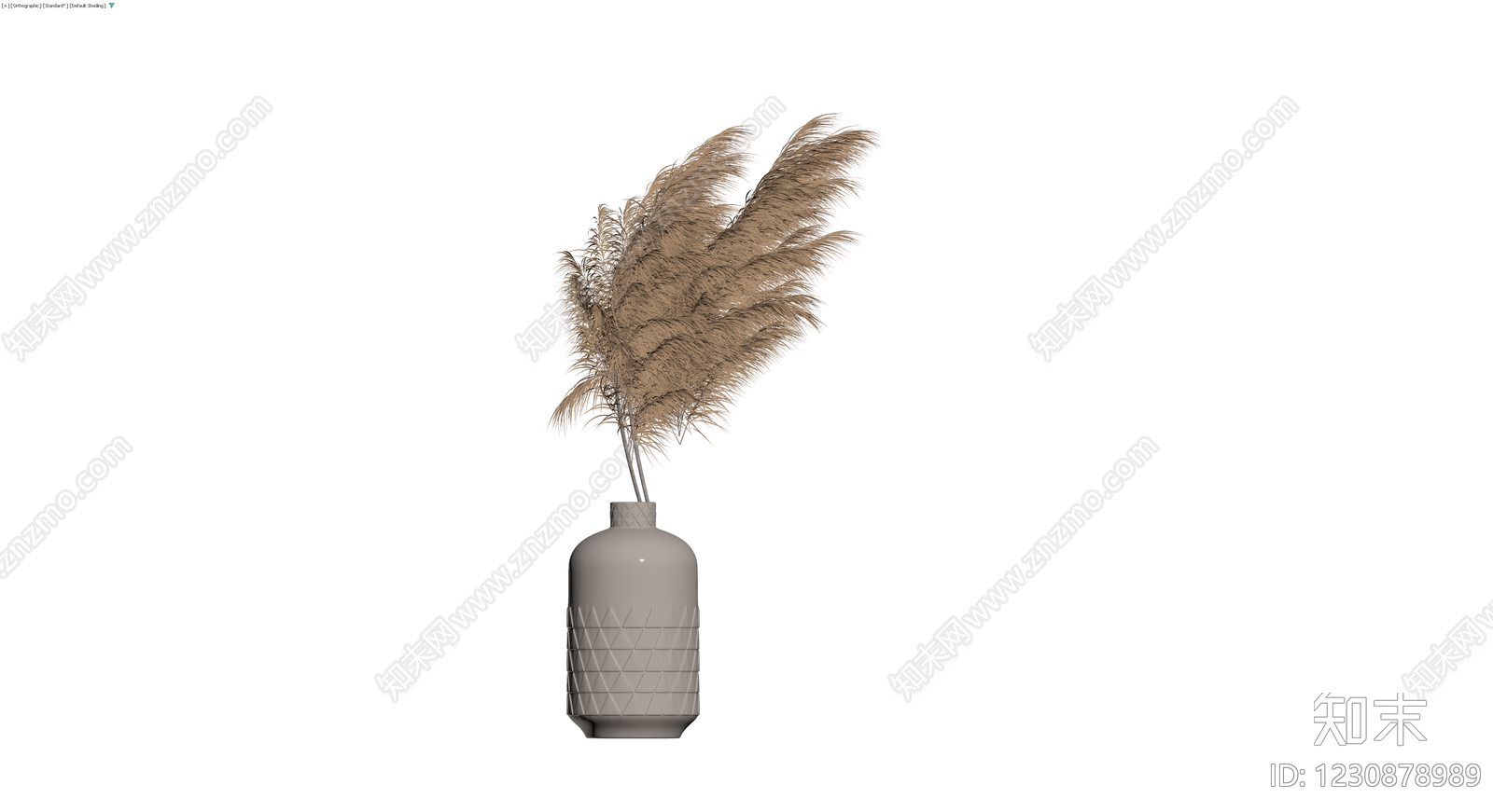 几何纹理花瓶配干花3D模型下载【ID:1230878989】
