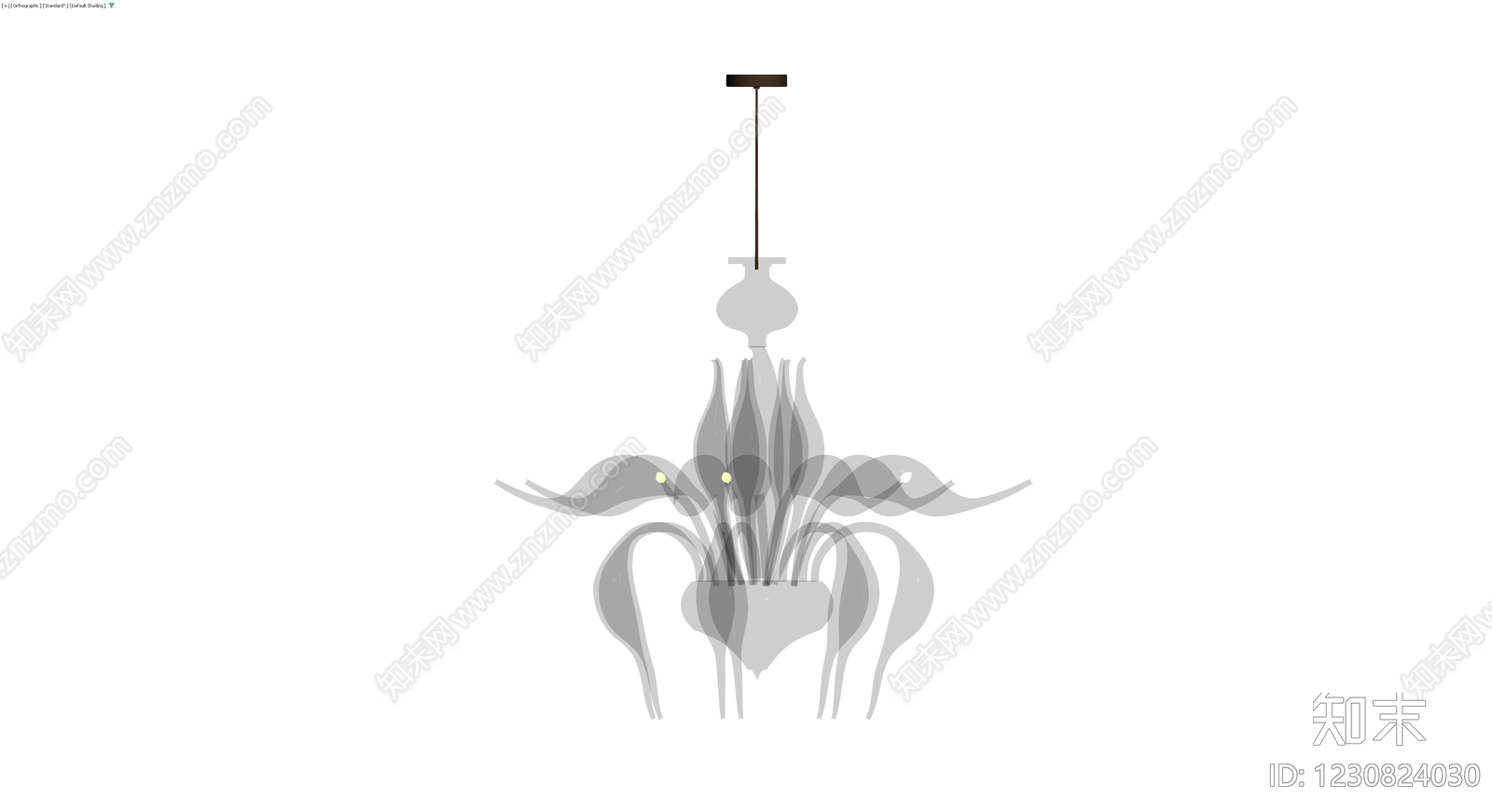 多臂玻璃吊灯3D模型下载【ID:1230824030】