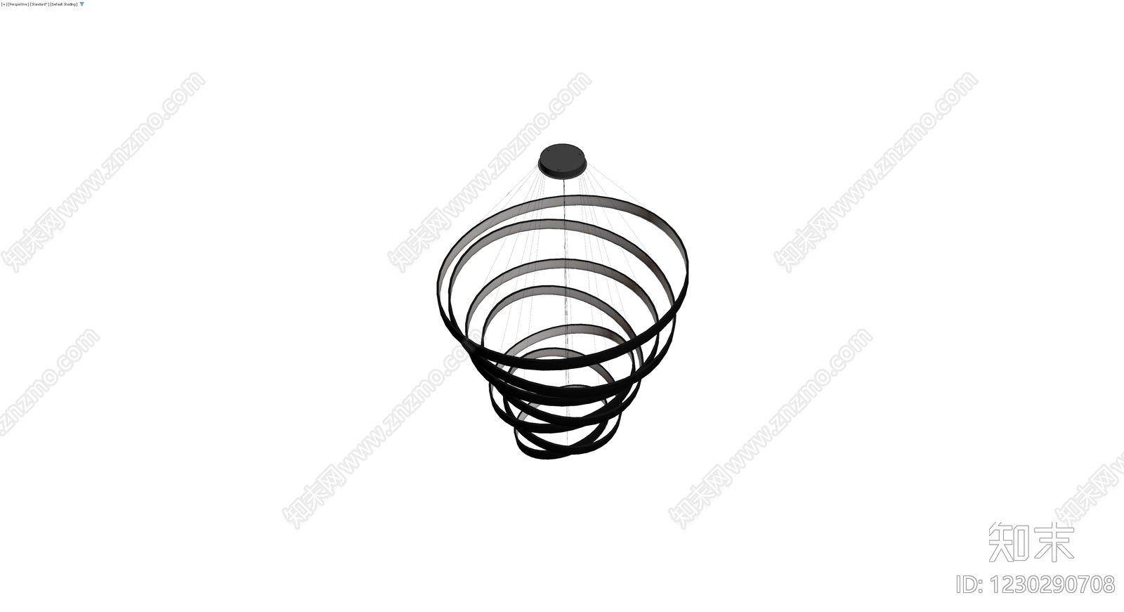 黑色螺旋吊灯模型3D模型下载【ID:1230290708】