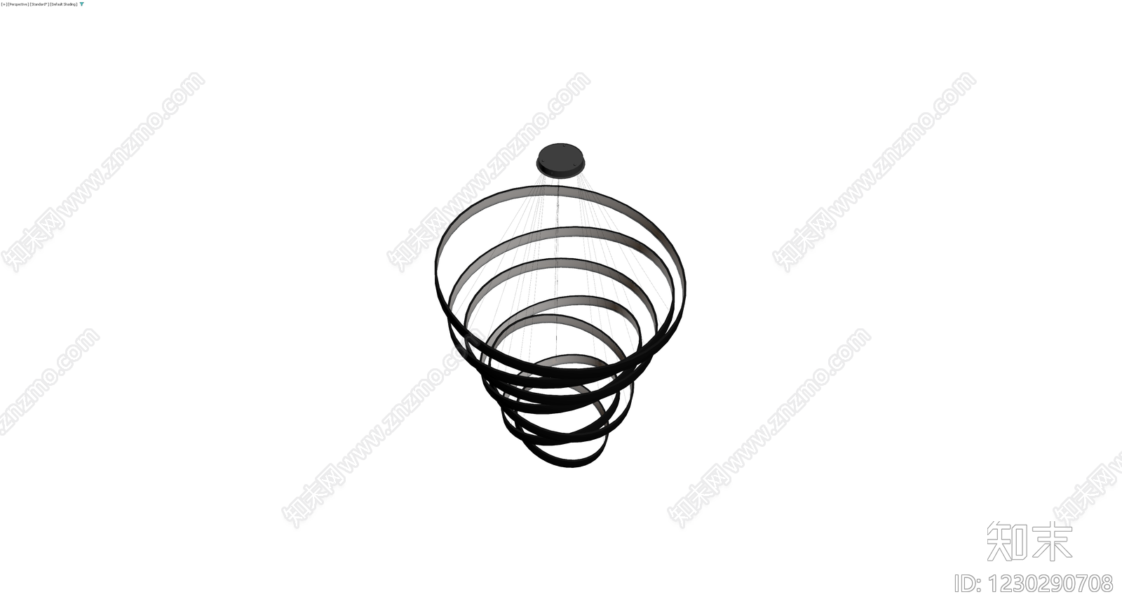 黑色螺旋吊灯模型3D模型下载【ID:1230290708】