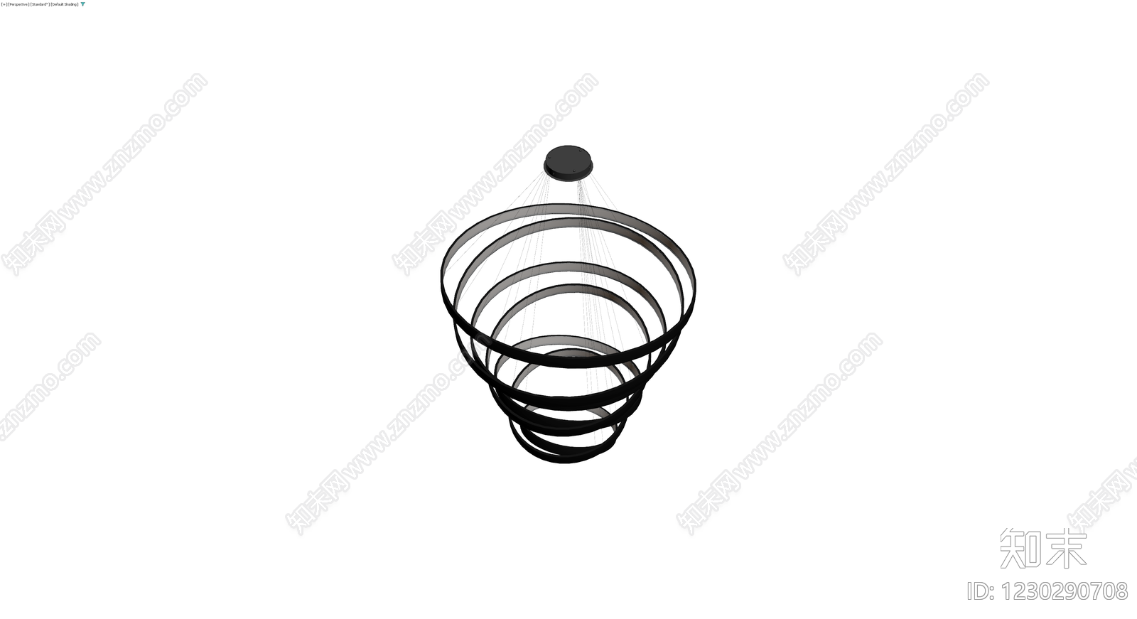 黑色螺旋吊灯模型3D模型下载【ID:1230290708】
