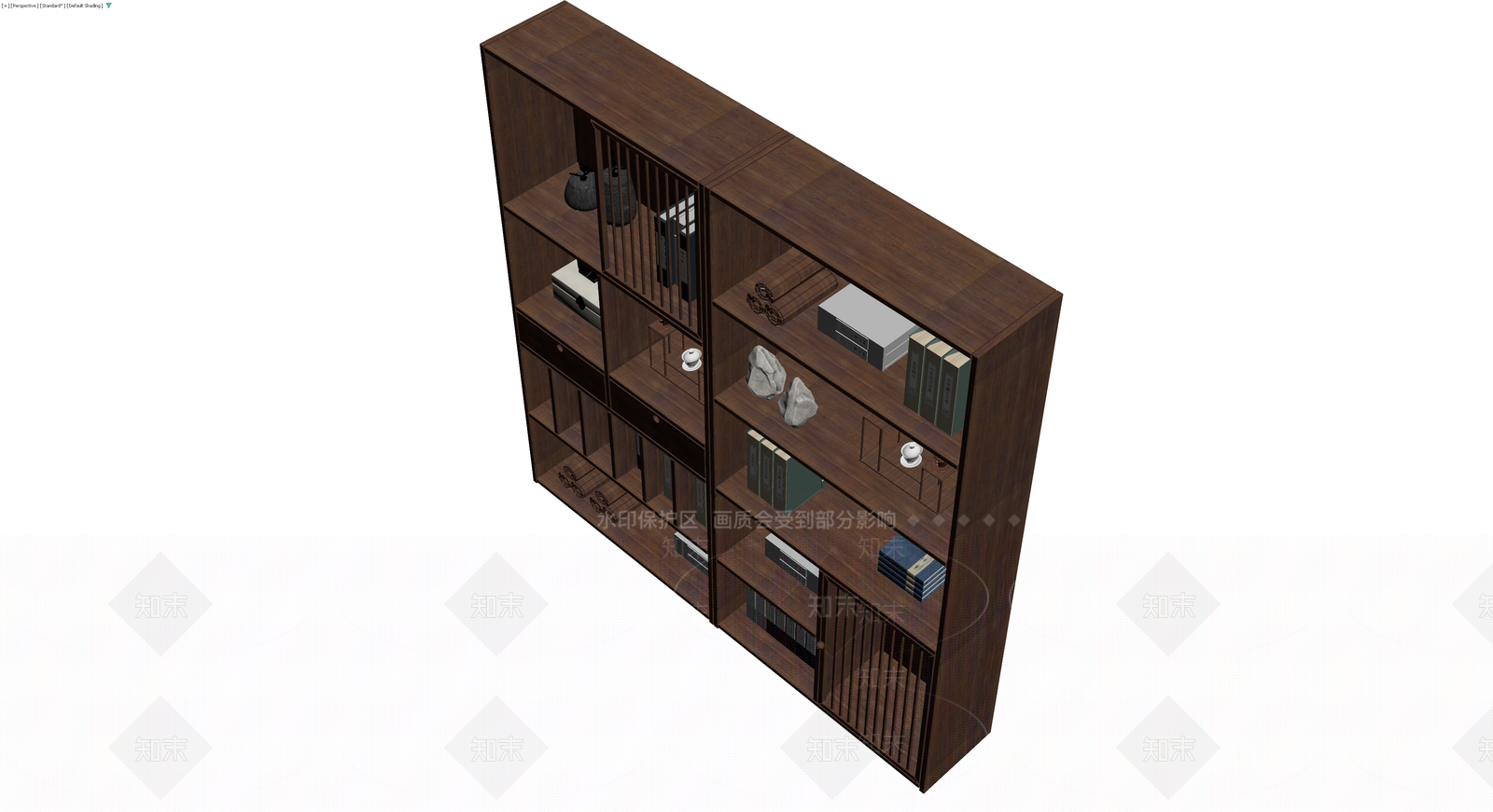 中式实木博古架组合3D模型下载【ID:1230128303】