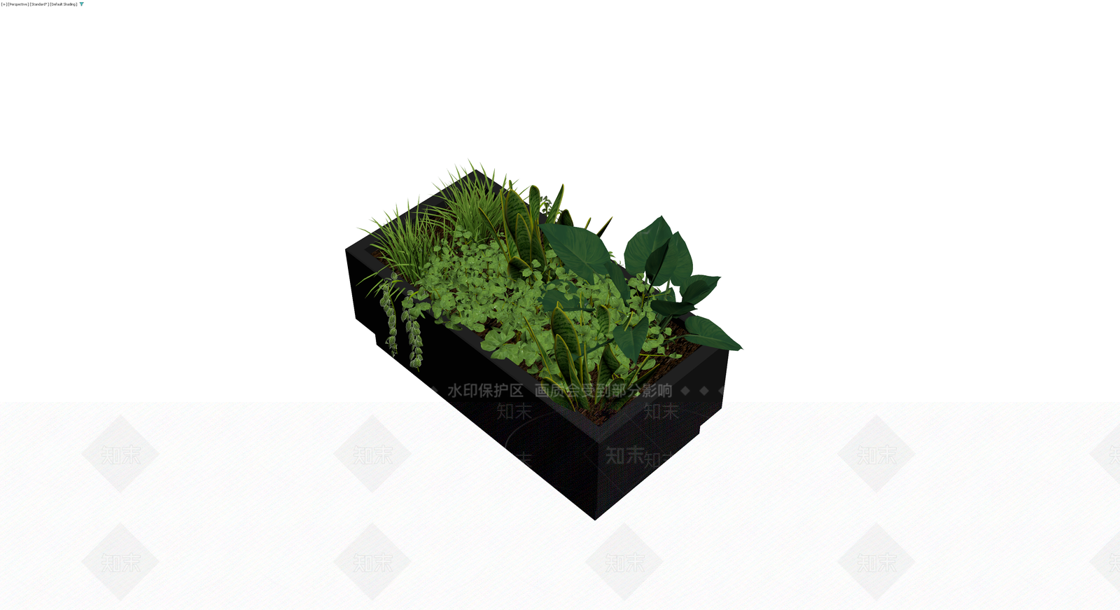 黑色矩形花箱盆栽组合3D模型下载【ID:1230714693】