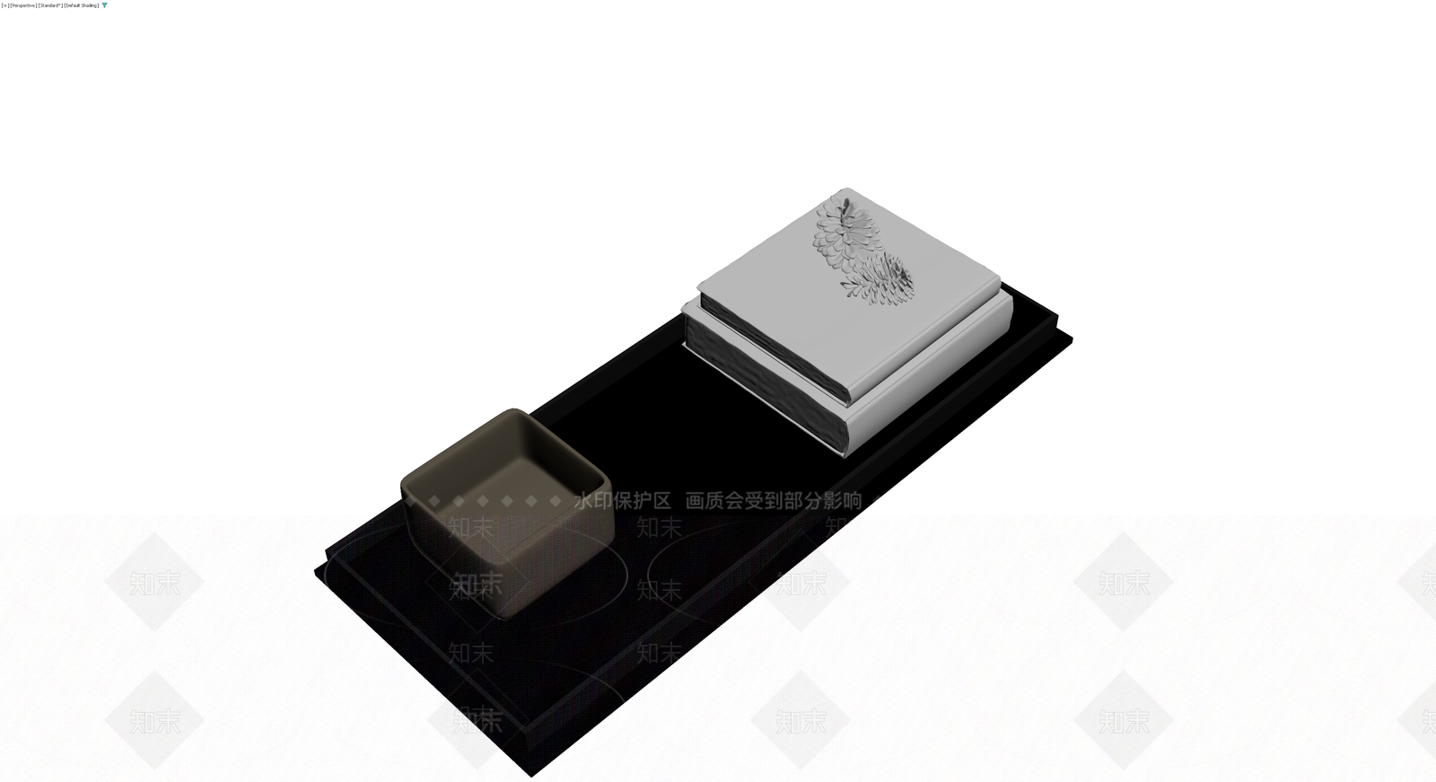 托盘书籍笔筒组合3D模型下载【ID:1230317846】