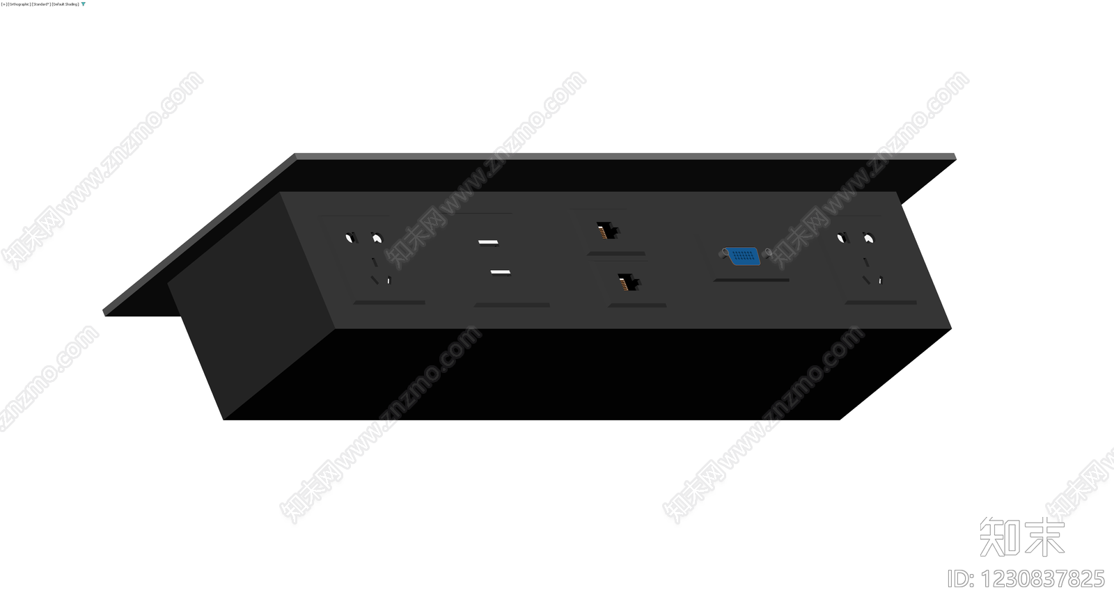黑色多功能会议地插3D模型下载【ID:1230837825】