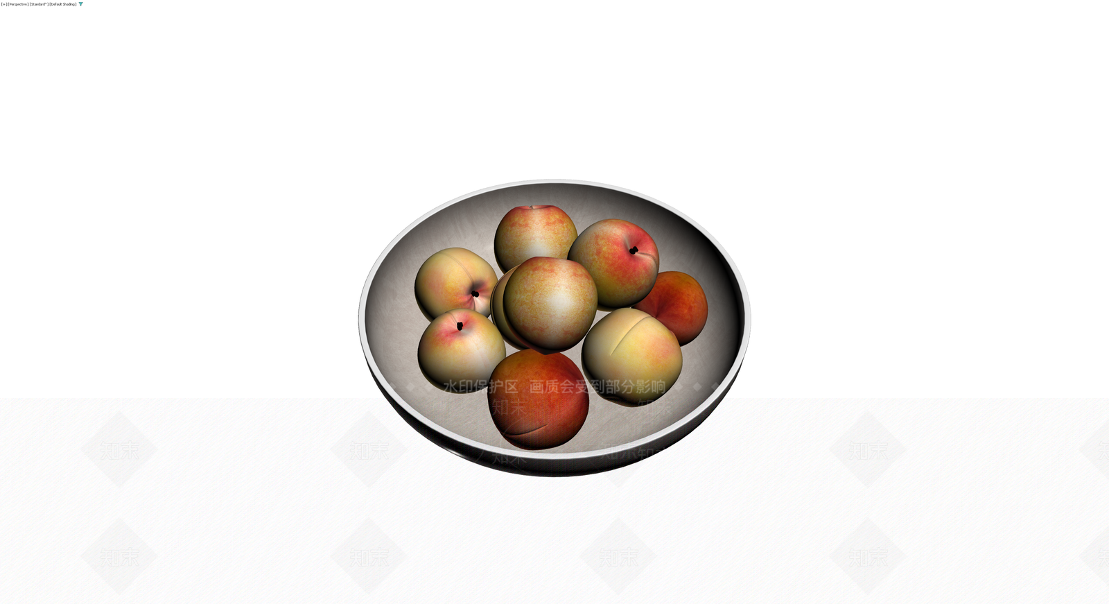 盛有桃子的灰色碗3D模型下载【ID:1230405129】