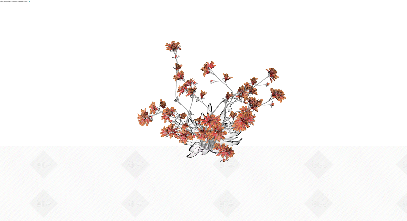 橙红色花卉植物组合3D模型下载【ID:1230534436】