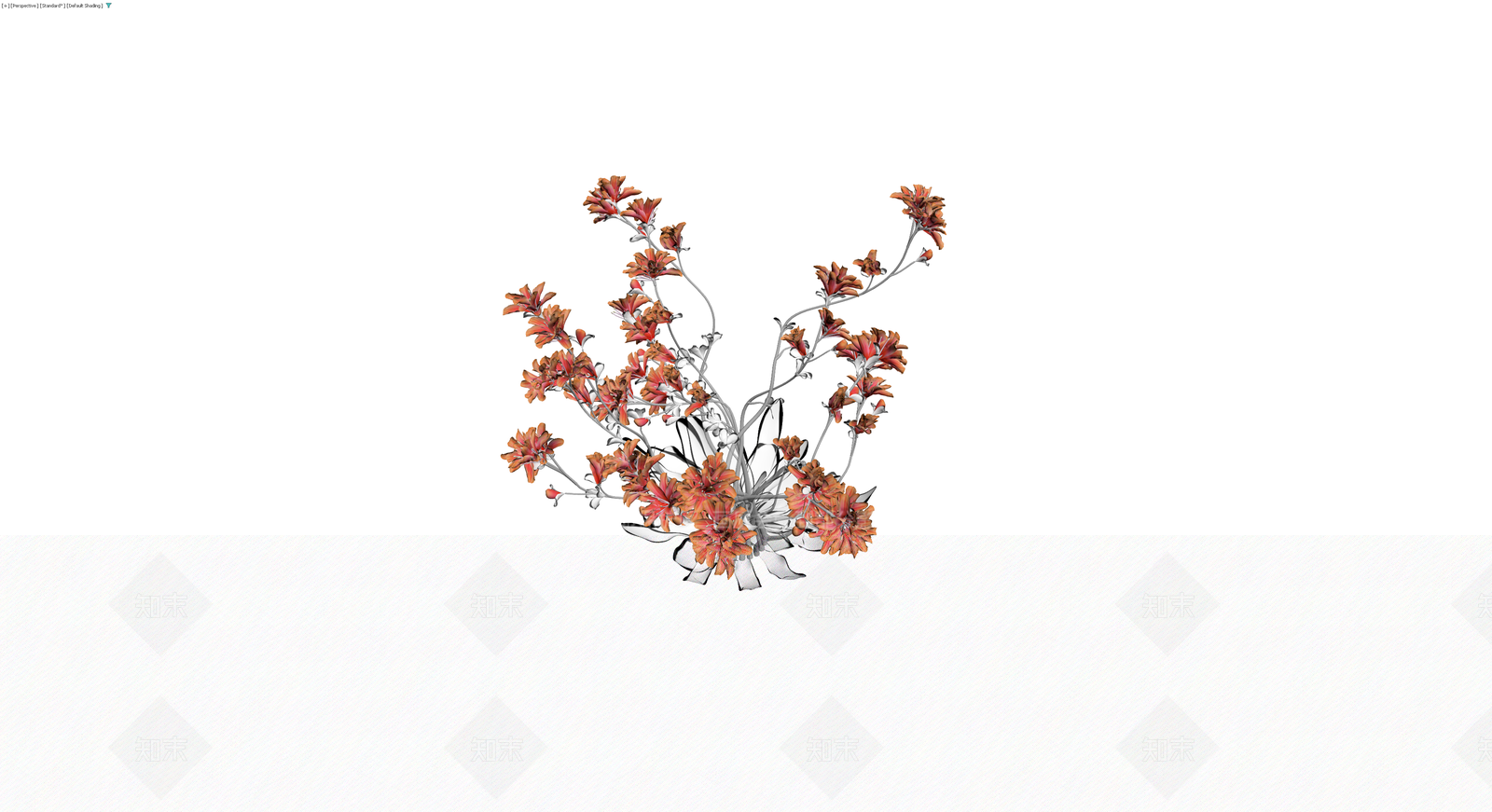 橙红色花卉植物组合3D模型下载【ID:1230534436】