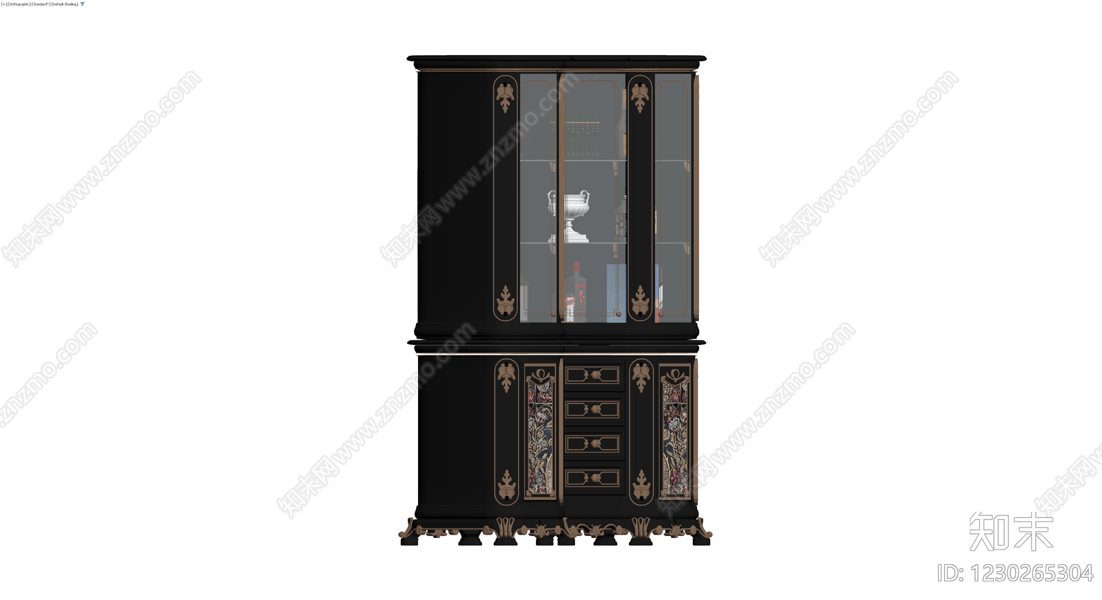 黑色雕花展示柜模型3D模型下载【ID:1230265304】