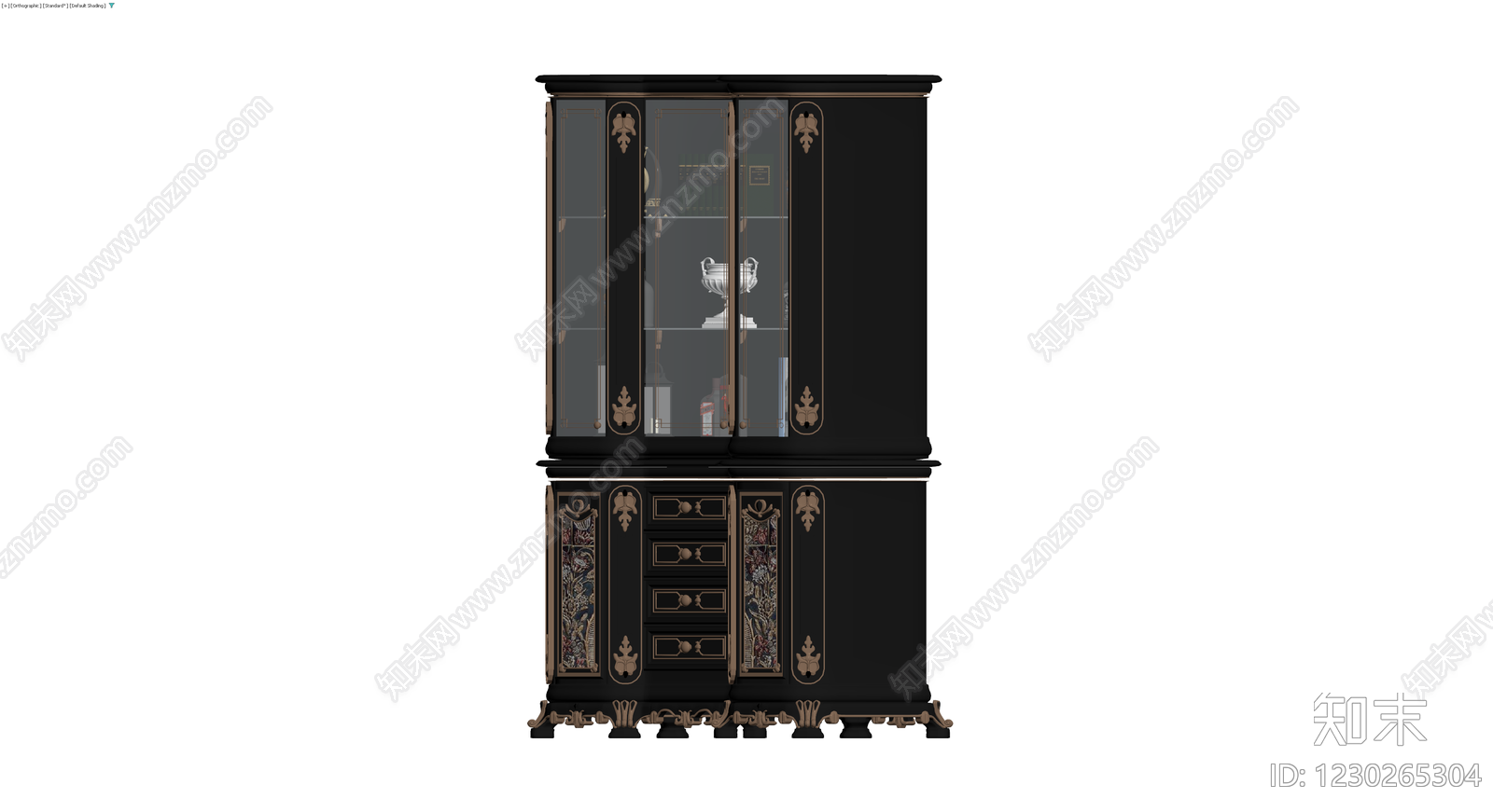 黑色雕花展示柜模型3D模型下载【ID:1230265304】