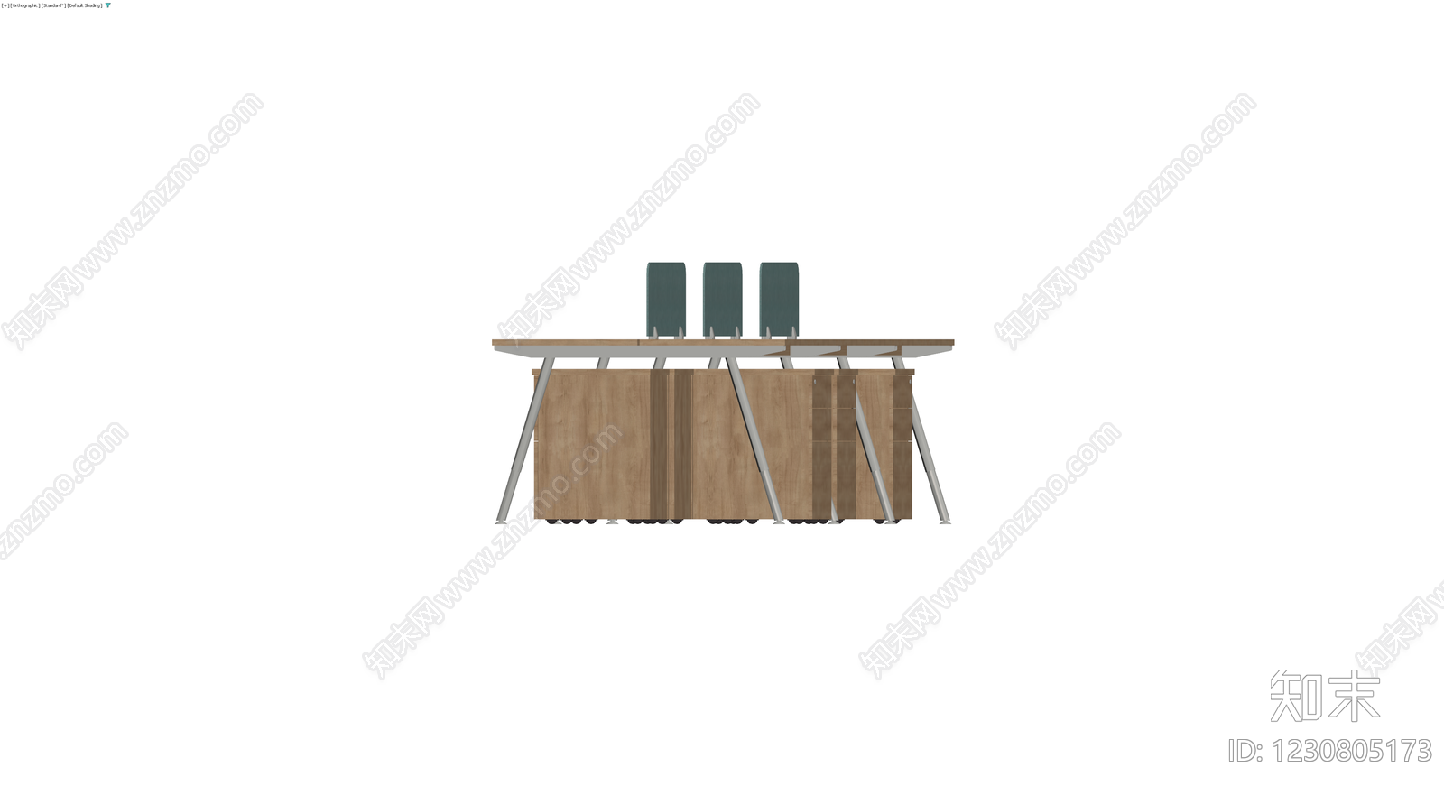 三工位办公桌组合3D模型下载【ID:1230805173】