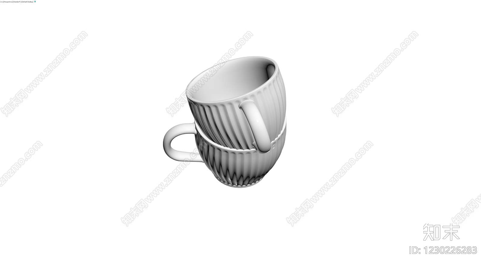 白色浮雕纹理杯组3D模型下载【ID:1230226283】