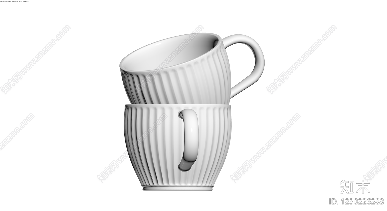 白色浮雕纹理杯组3D模型下载【ID:1230226283】