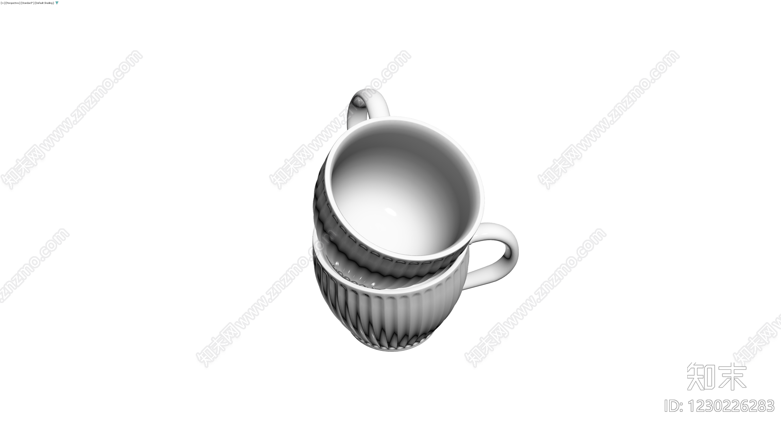 白色浮雕纹理杯组3D模型下载【ID:1230226283】