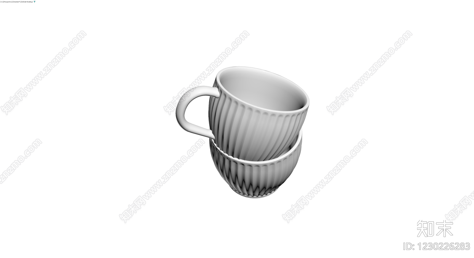 白色浮雕纹理杯组3D模型下载【ID:1230226283】