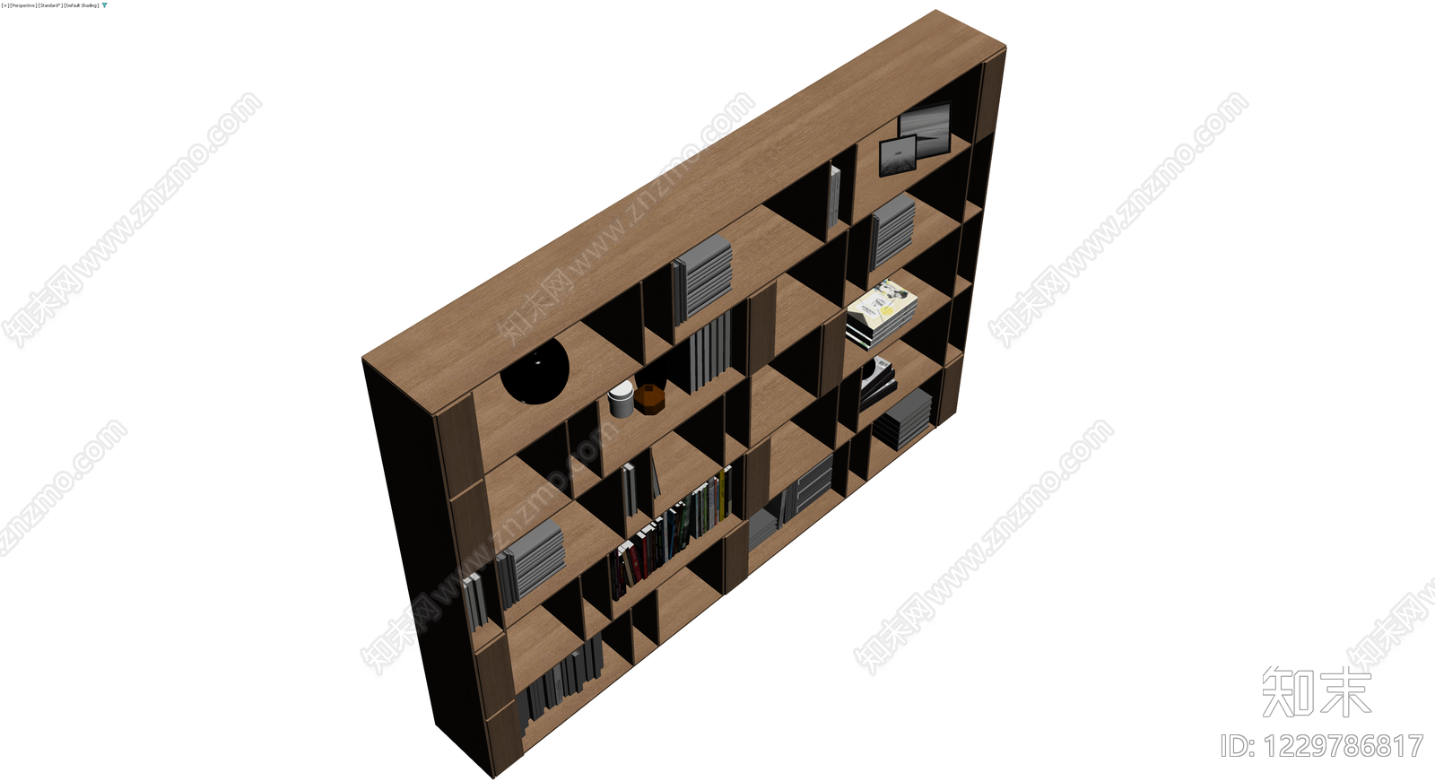 现代木质组合书柜3D模型下载【ID:1229786817】