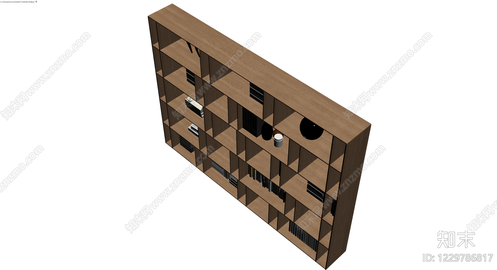 现代木质组合书柜3D模型下载【ID:1229786817】
