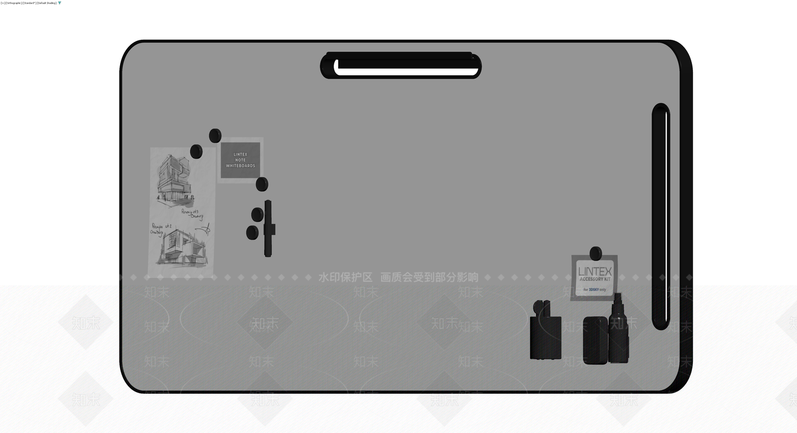 带配件的灰色白板3D模型下载【ID:1230125116】