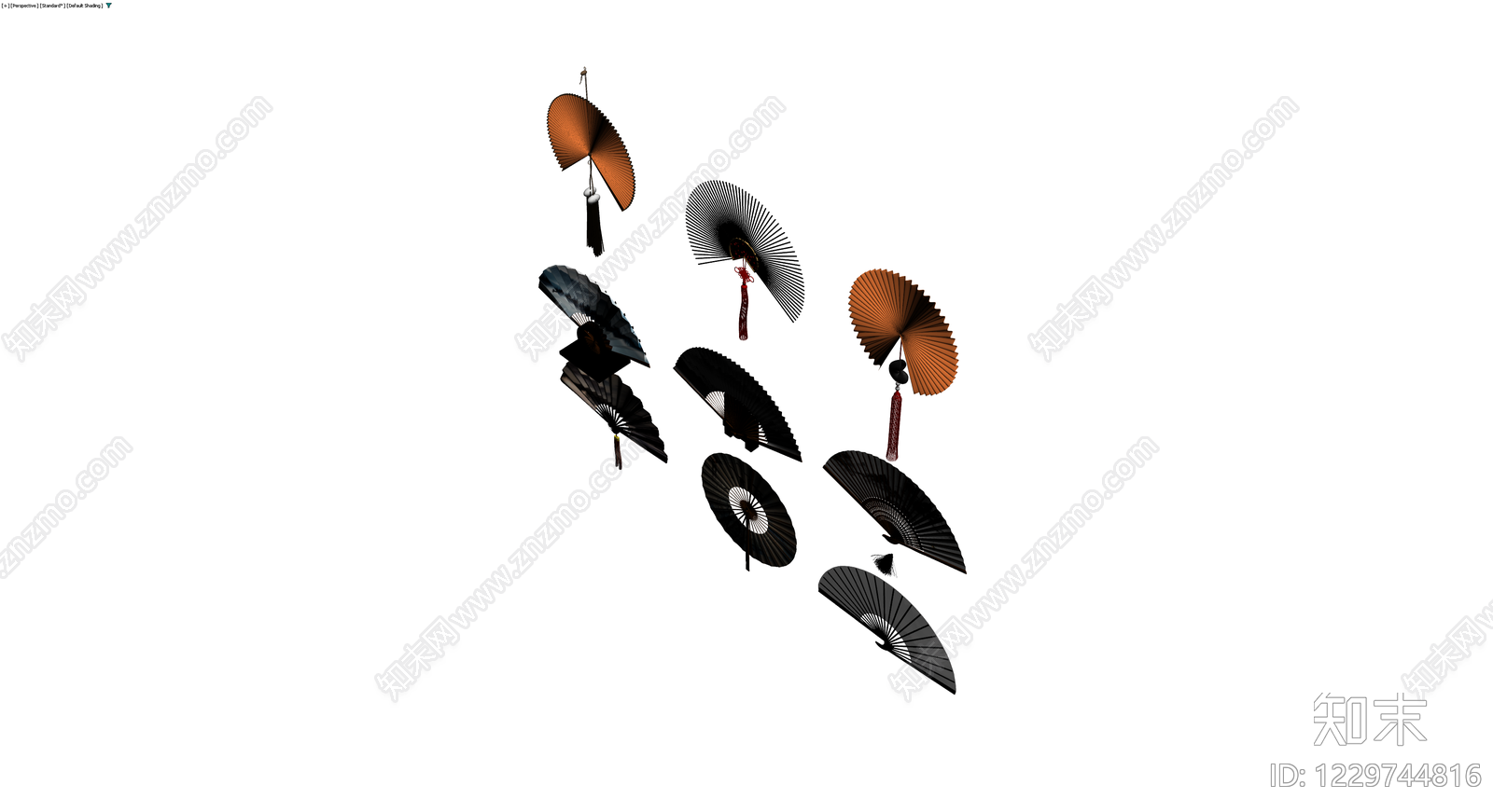 中国风折扇组合3D模型下载【ID:1229744816】