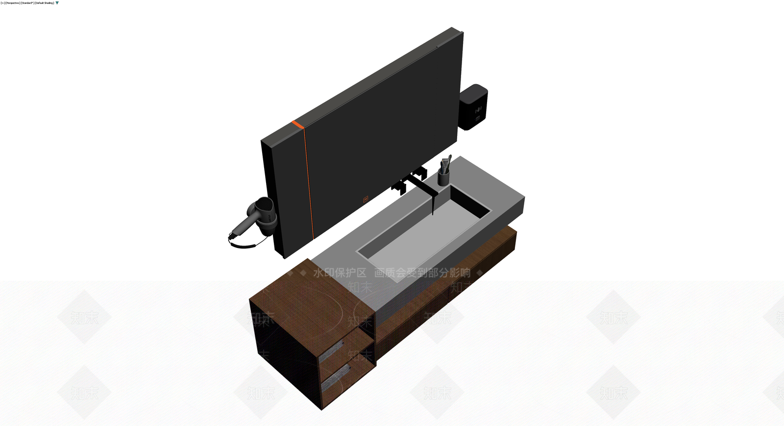 现代浴室洗手台组合3D模型下载【ID:1230780650】