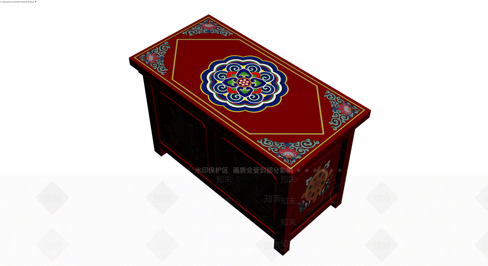 红漆彩绘藏式柜体3D模型下载【ID:1230690056】