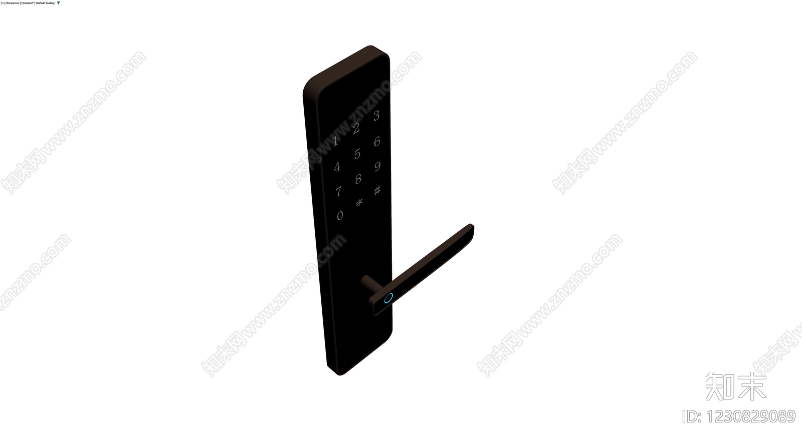 黑色智能指纹门锁3D模型下载【ID:1230829089】