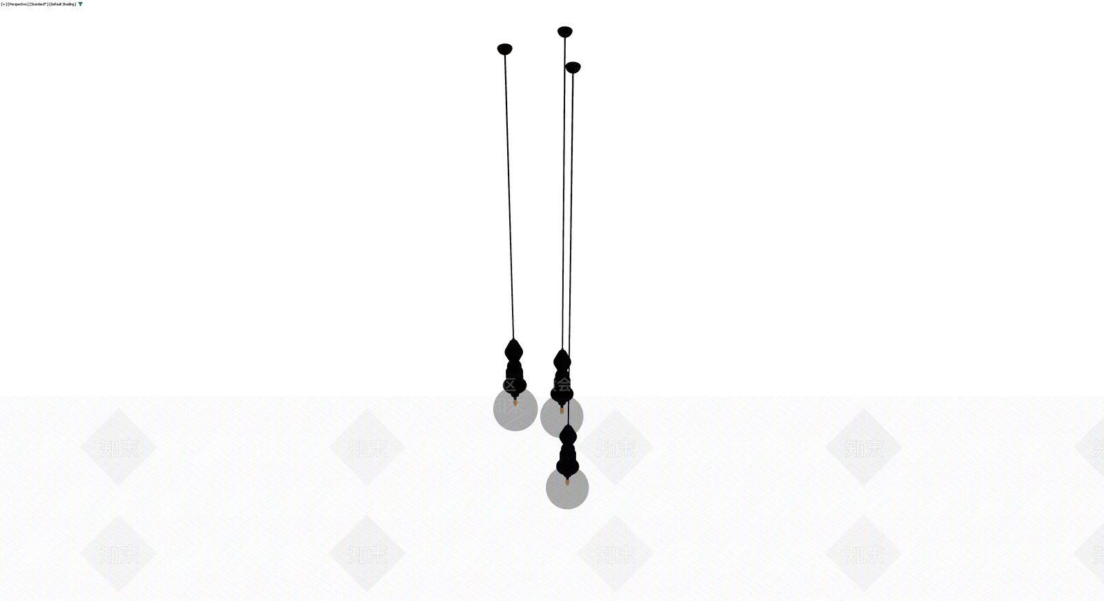 三头黑色吊灯3D模型下载【ID:1230164191】