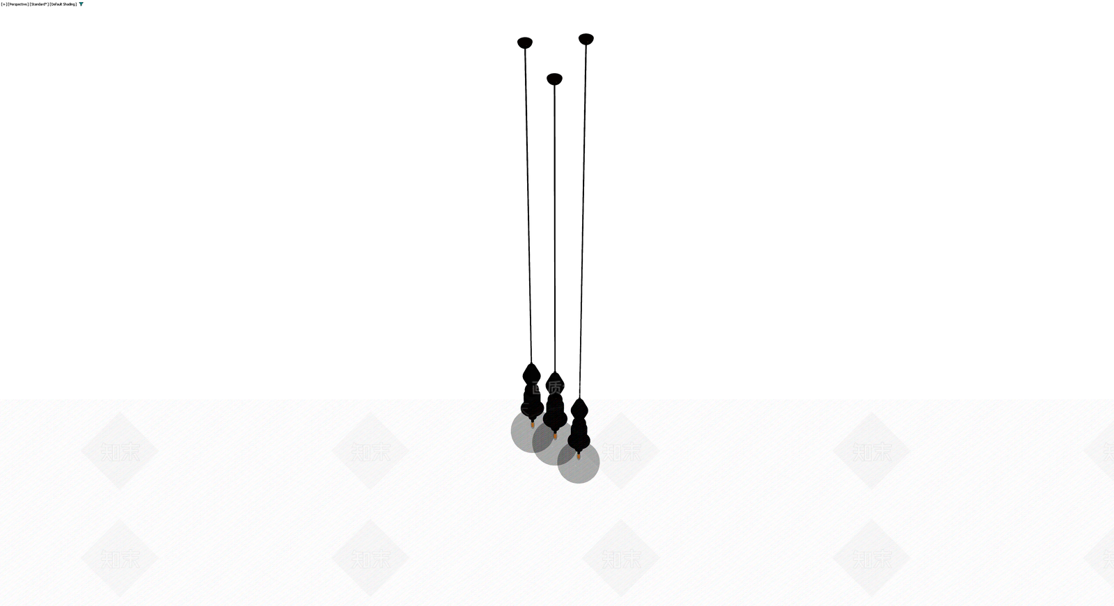 三头黑色吊灯3D模型下载【ID:1230164191】