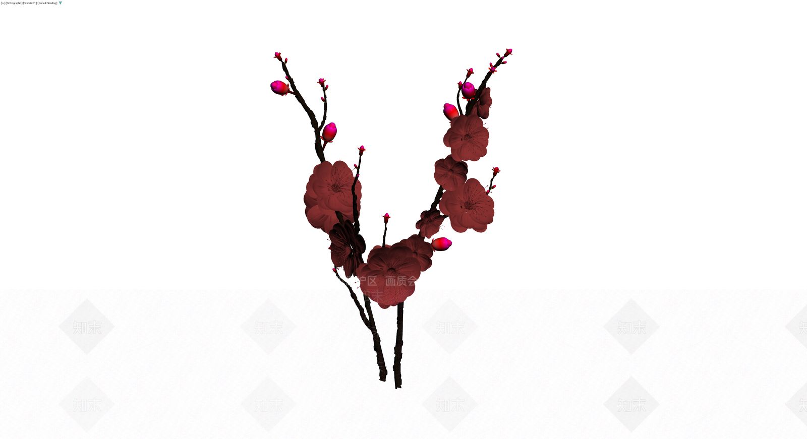 红色梅花植物枝条3D模型下载【ID:1230365686】