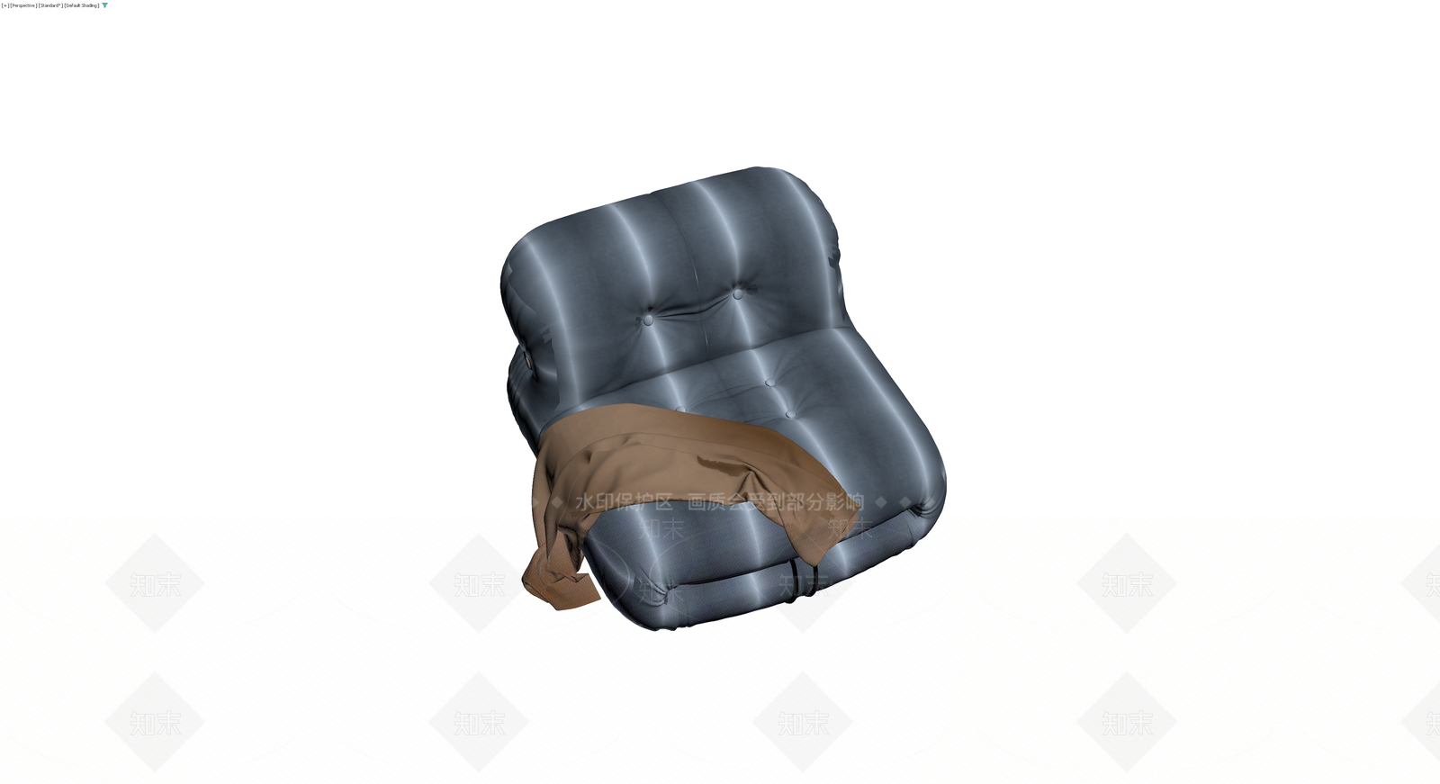 蓝色软包单人沙发3D模型下载【ID:1229680707】