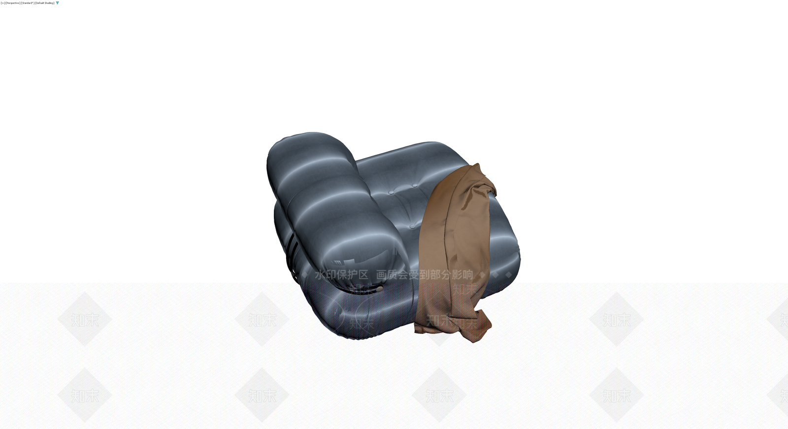 蓝色软包单人沙发3D模型下载【ID:1229680707】