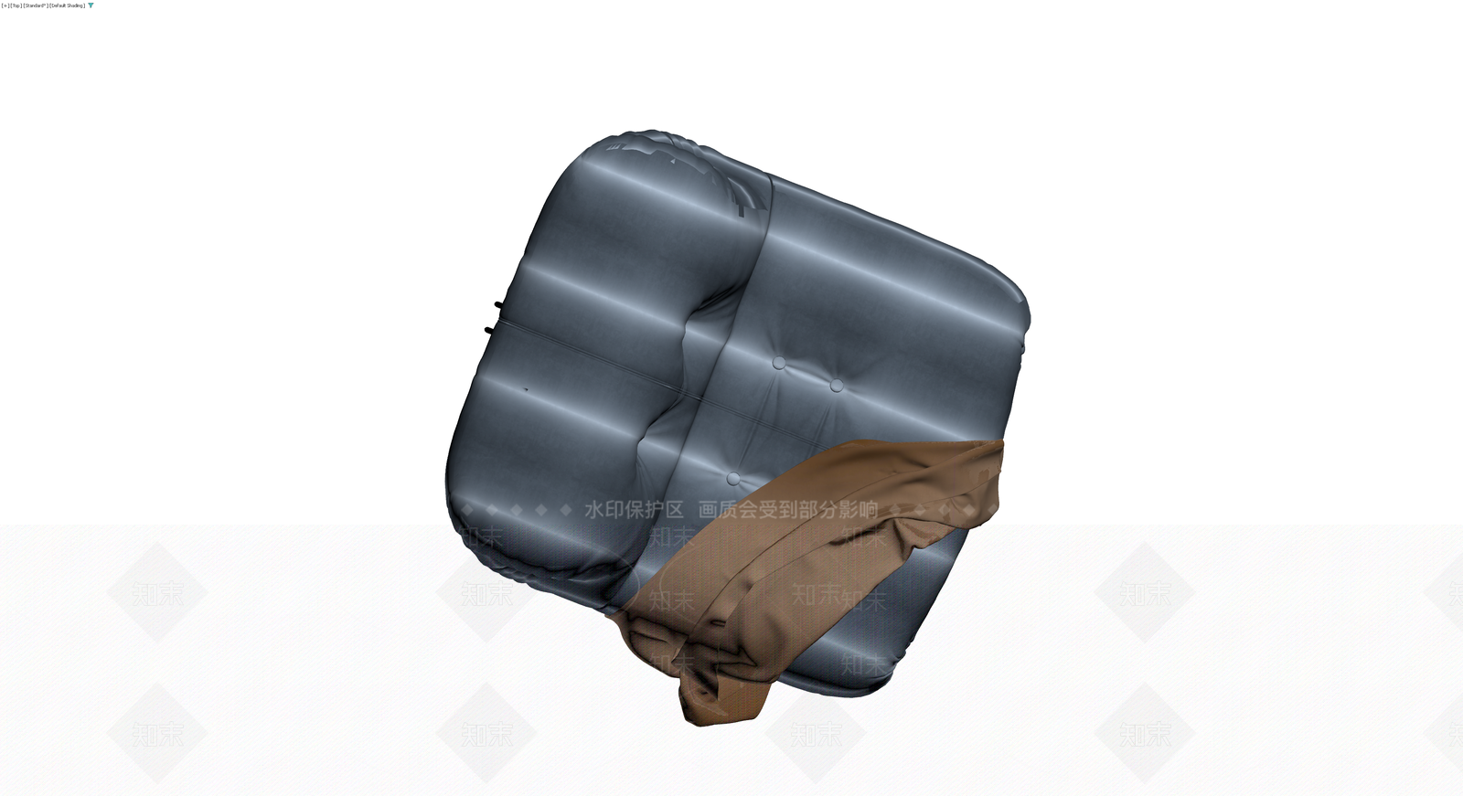 蓝色软包单人沙发3D模型下载【ID:1229680707】