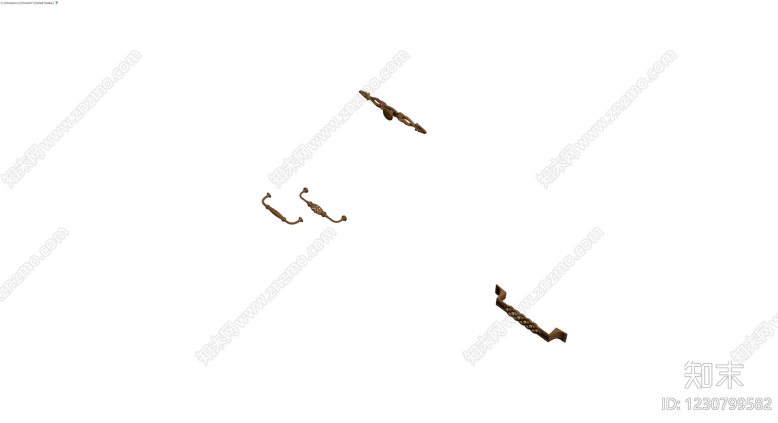 四款棕色装饰把手/拉手3D模型下载【ID:1230799582】