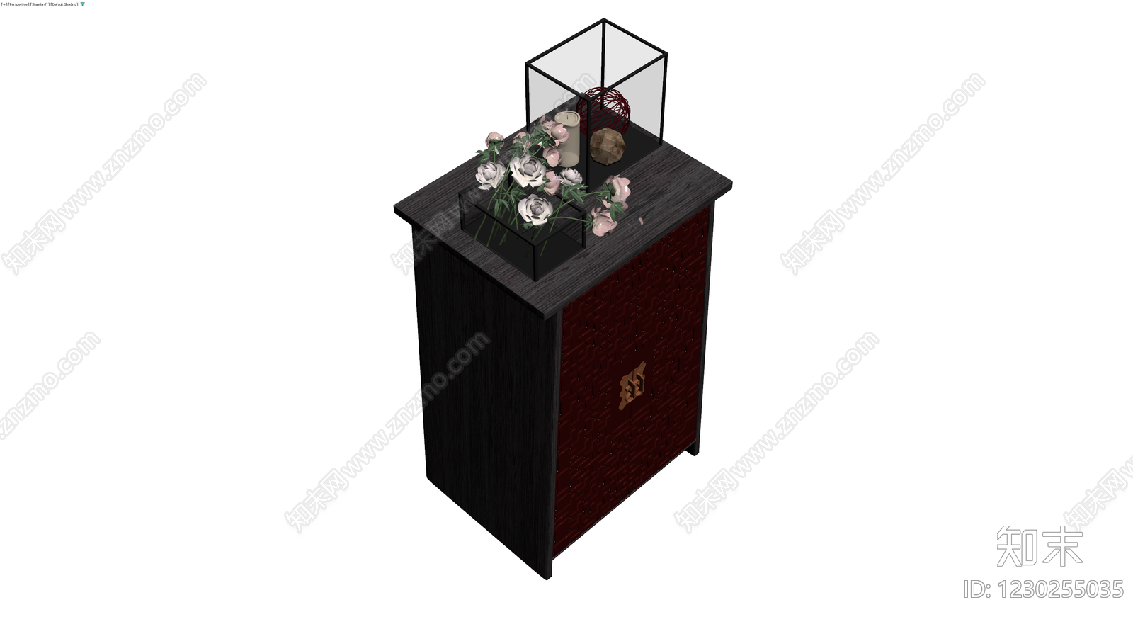 中式深色装饰柜3D模型下载【ID:1230255035】