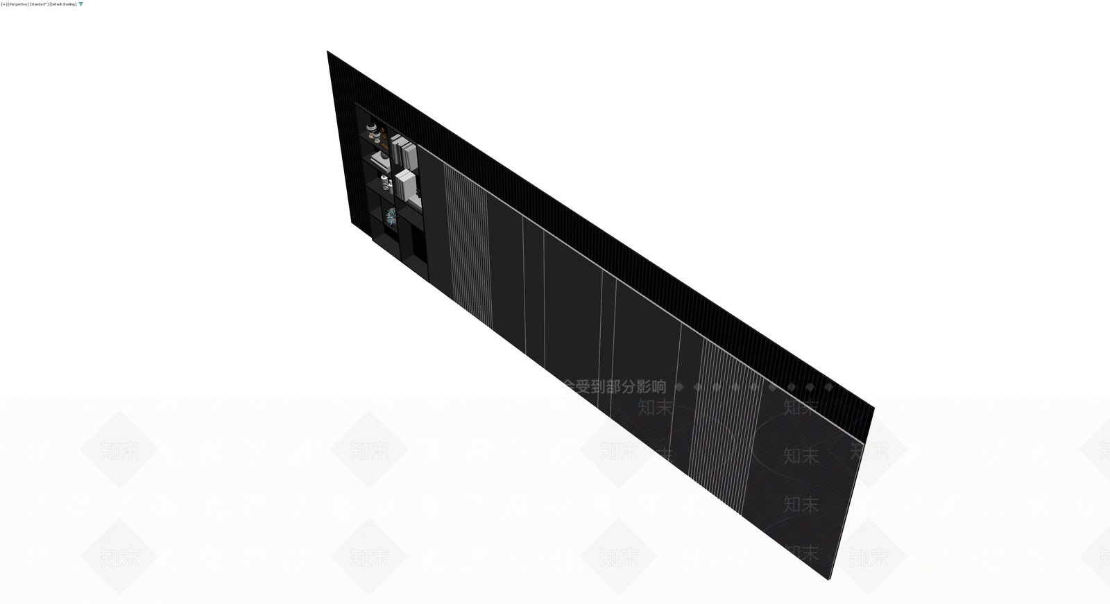 黑色格栅电视墙柜体3D模型下载【ID:1229945545】