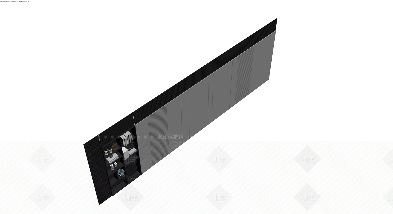 黑色格栅电视墙柜体3D模型下载【ID:1229945545】