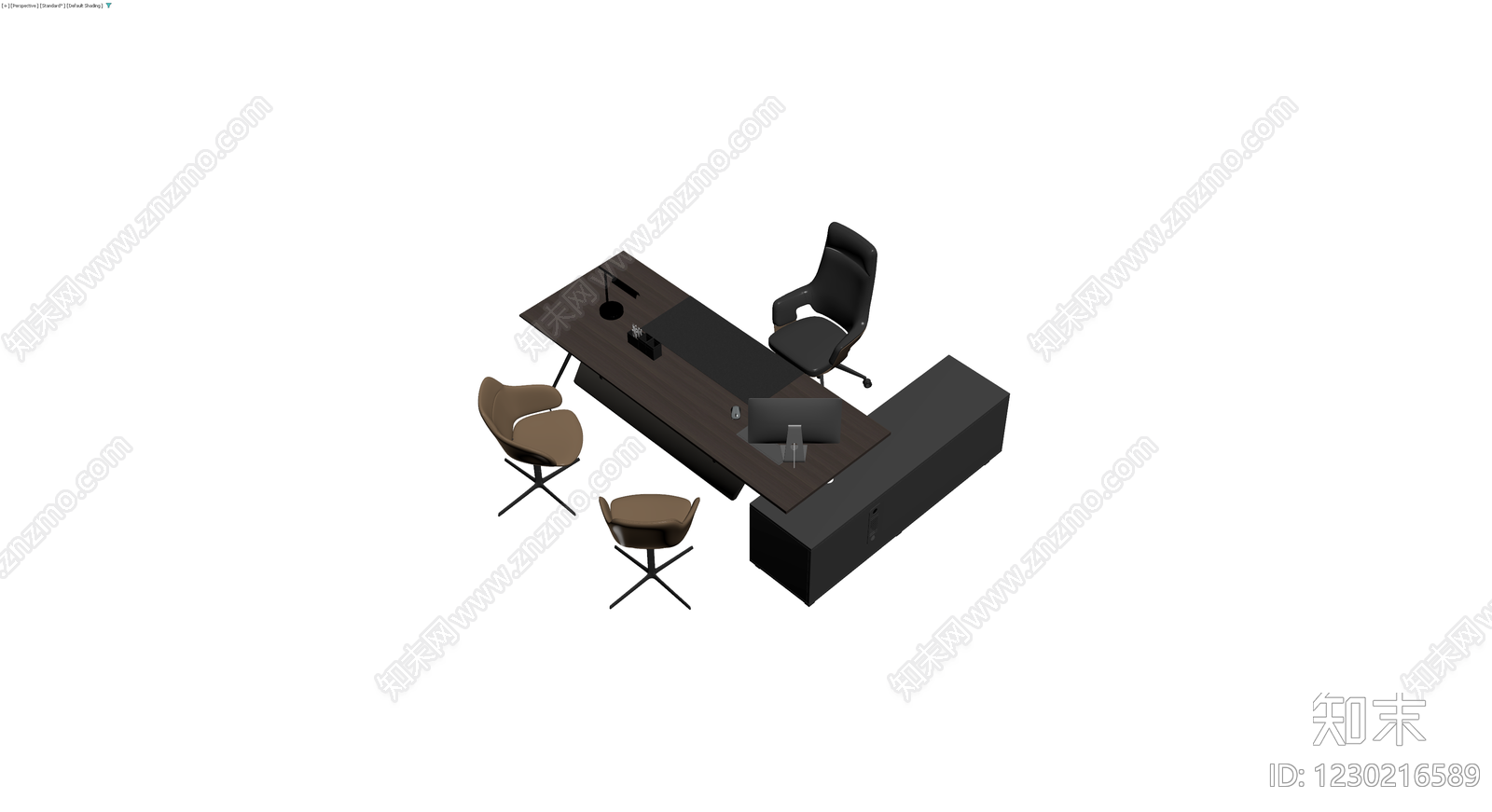 L型办公桌组合3D模型下载【ID:1230216589】
