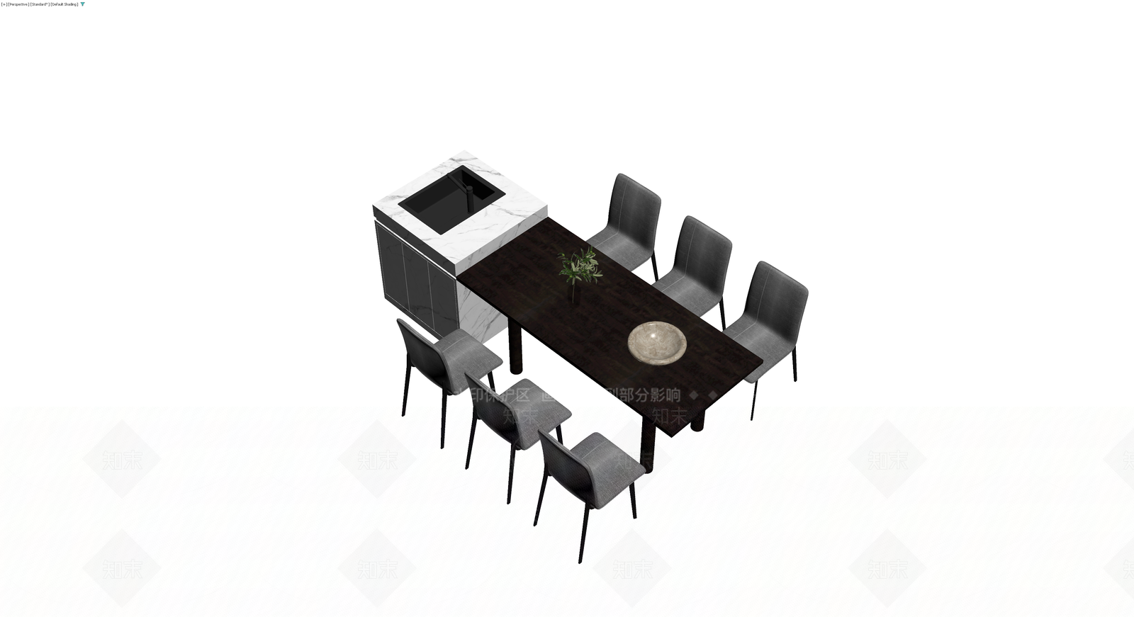现代餐桌椅组合模型3D模型下载【ID:1230792912】