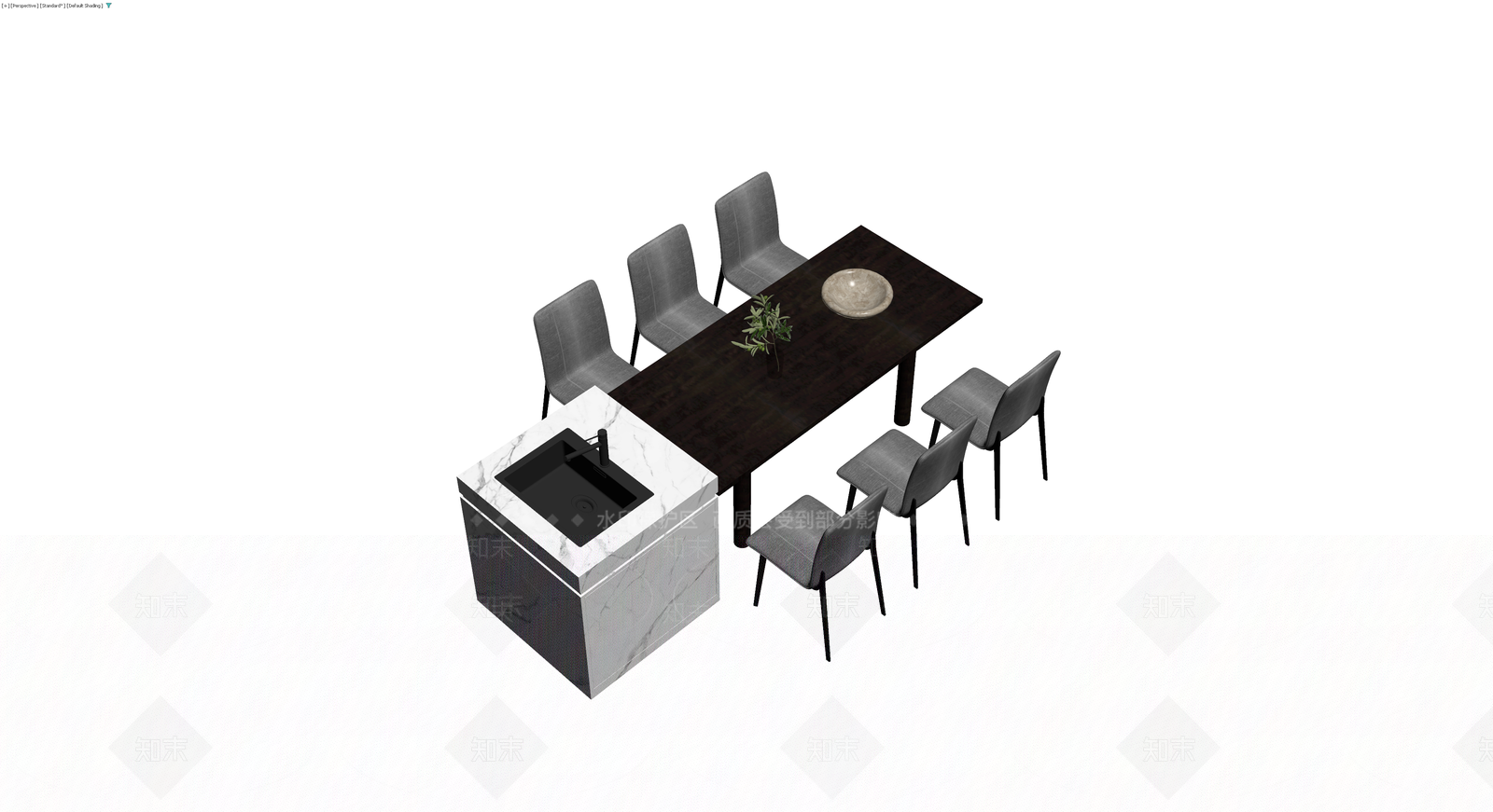 现代餐桌椅组合模型3D模型下载【ID:1230792912】