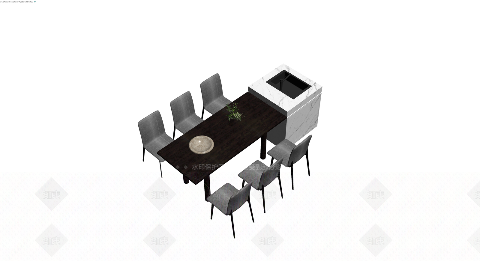 现代餐桌椅组合模型3D模型下载【ID:1230792912】