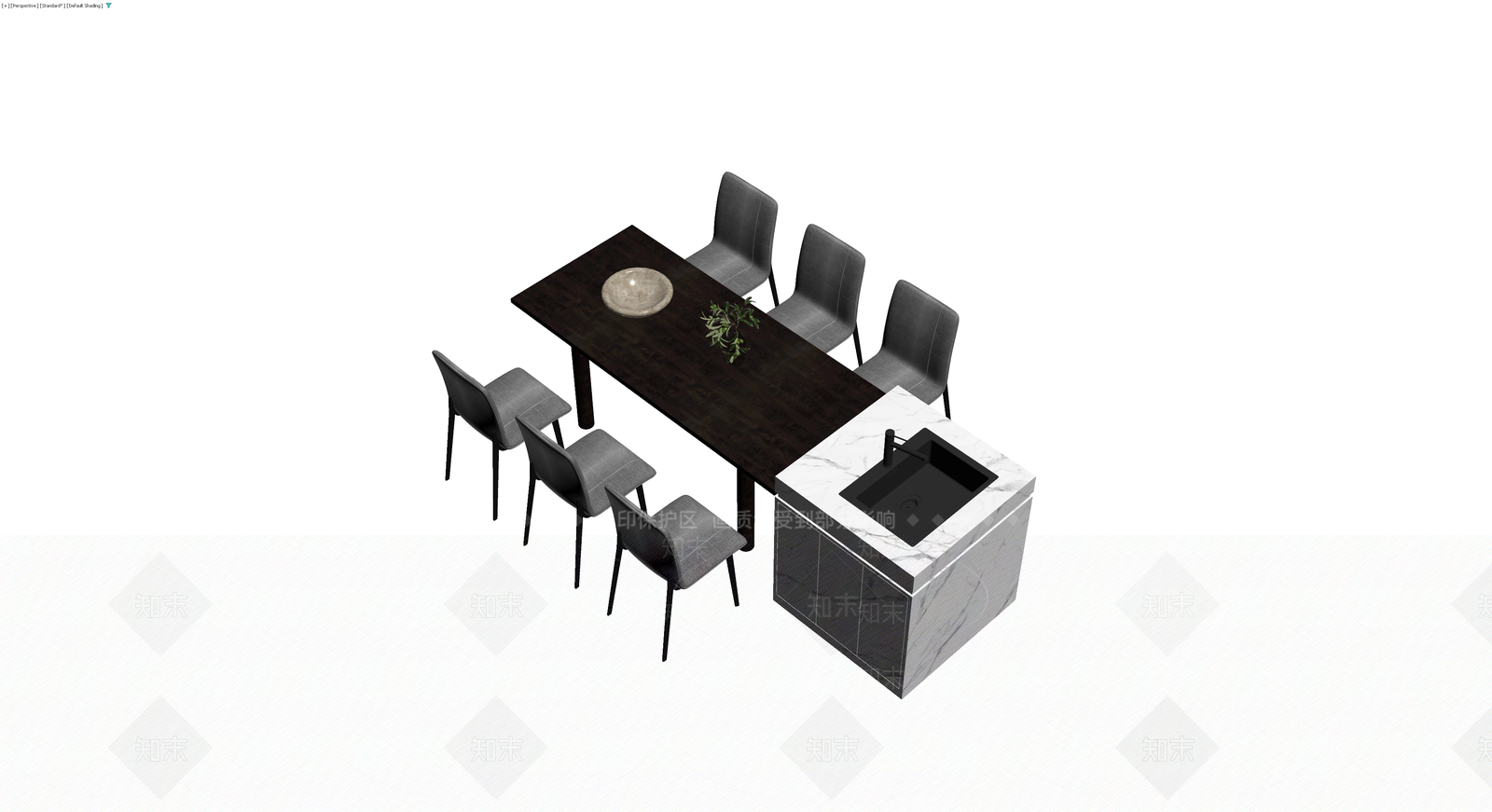 现代餐桌椅组合模型3D模型下载【ID:1230792912】