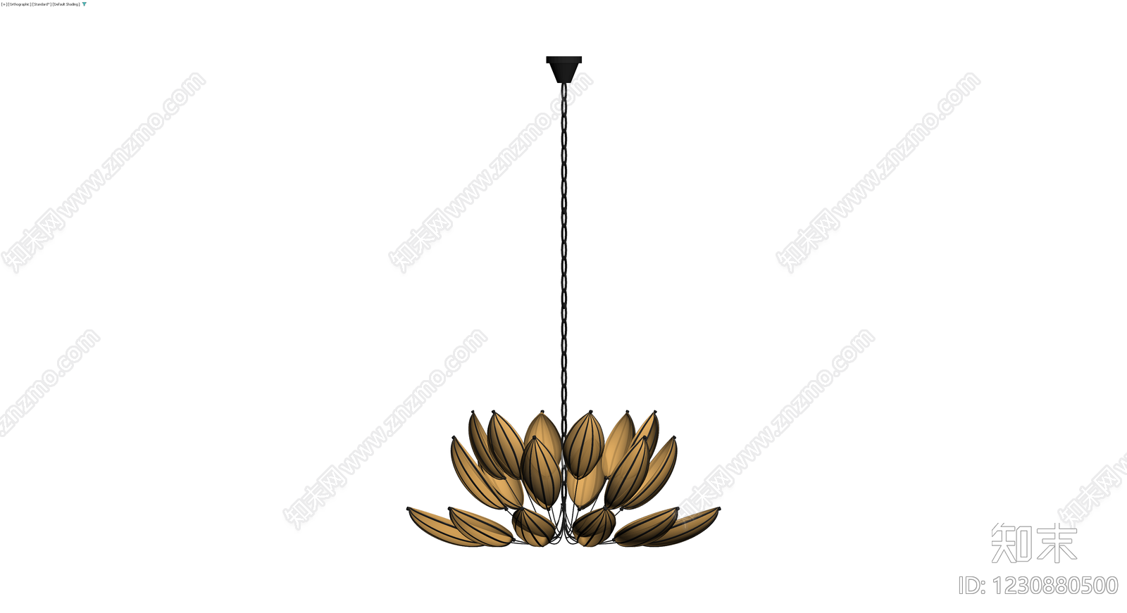 金色花瓣造型吊灯3D模型下载【ID:1230880500】