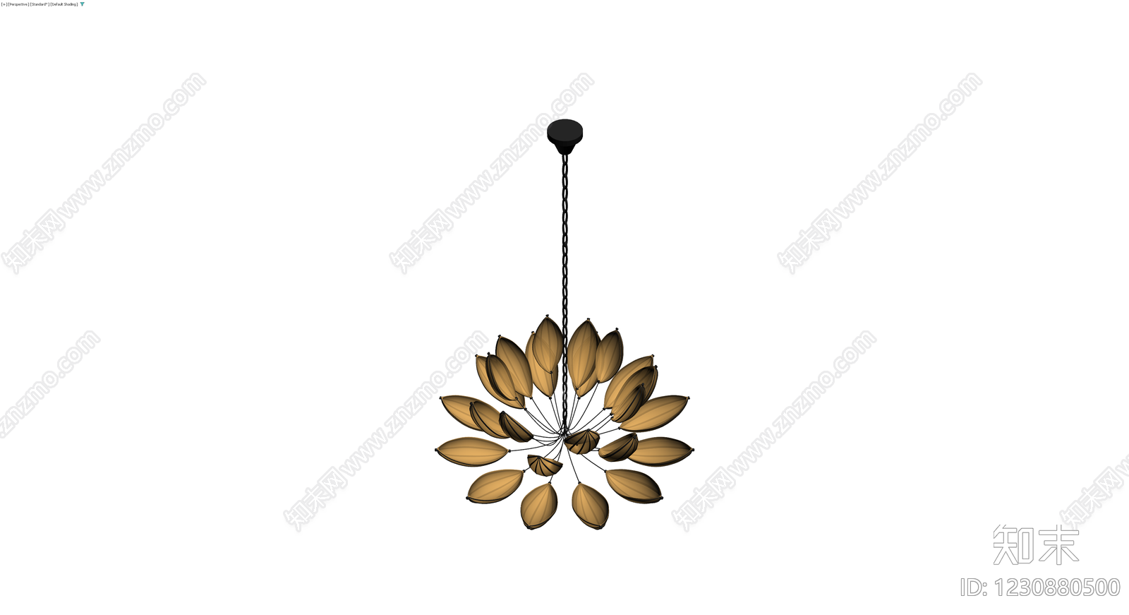金色花瓣造型吊灯3D模型下载【ID:1230880500】